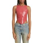Miaou Jinx Top in Strawberry Large New Womens Faux Leather Vegan Cropped Tank Red Photo 9