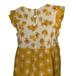 MELLODAY Floral Yellow & White Tiered Dress Square Neck & Ruffled Boho flowy L Photo 8