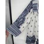 Angie Bohemian Paisley Retro Blouse Women Large White Blue Art To Wear Artsy Photo 5