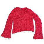 Free People Tropical Pink V Neck Sand Dune Bell Sleeve Pullover Sweater size XS Photo 4