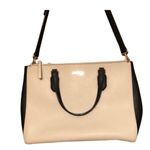 Kate Spade Cream and Black Large Leather Satchel Handbag with Crossbody Strap. Photo 9