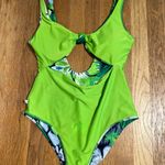 Aerie  women’s Floral Cutout One Piece in Green and Blue size M Photo 3