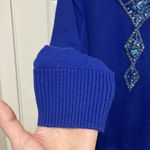 Bob Mackie  Wearable Art Royal Blue Sequin Long Sleeve Sweater Photo 4