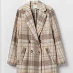 H&M  Neutral tan plaid pea coat Photo 0