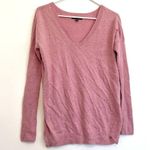 American Eagle Rose Pink Long Sleeve Lightweight Cotton Blend V-Neck Sweater XS Photo 0