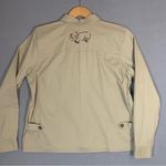 Christopher & Banks Khaki Button-Up Shirt Bear Embroidery Size Med Photo 3