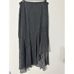 Avec Les Filles Black White Polka Dot Ruffle Asymmetrical Midi Skirt Size 12 Photo 3