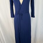Lulus  Garden District Wrap Maxi Dress 3/4 Sleeve Casual‎ Elegant Navy Blue Small Photo 4