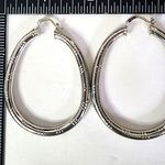 Silver Oblong Tube Hoop Earrings Photo 3