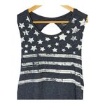 Bcg American Flag Tank Top Patriotic Sleeveless Cutout Back Blue Women Size XL Photo 1