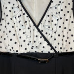 Vintage Polka Dot Belted Dress Mad Men Black White Polyester Size 14 Photo 2