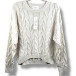 Pinque Blizzard White Cable Knit Cotton Pullover Sweater Women Medium NWT Photo 1