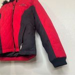 Harley Davidson Womens Small Red Black Quilted Down Feather Jacket Logo Biker Photo 7