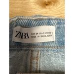 ZARA Women's Blue Light Wash High Waisted Raw Hem Straight Denim Jeans Size 2 Photo 3