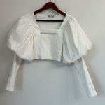 ZARA White Puff Long Sleeve Cut Out Square Neck Crop Top Size S Photo 6