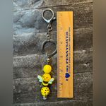Handmade Honey Bee Yellow Beaded Keychain Silver Tone Purse Backpack Charm Photo 1