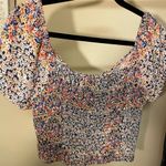 Japna  Blue and Pink Puff Sleeve Crop Blouse Photo 9