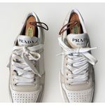 Prada   Downtown Perforated White Leather Sneakers Women's 39/9 EUC 1E792M Photo 2