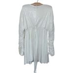 Pretty Little Thing Maternity White Sequin Wrap Robe Dress Mini Blouson Sleeves Sparkle Party sz 12 Photo 8