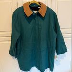 London Fog NWT Vintage Coat Jacket Size 14 Petite Dark Teal Leather Collar Barn Photo 0