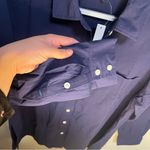 Madewell Navy Fresh Blueberry Oversized Straight Hem Shirt Signature Poplin XS Photo 9