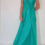 Cache Vintage Y2K Mermaid Fairy Fantasy ‎ Turquoise Beaded Halter Prom Gown 4 Photo 0