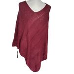 Cozy Burgundy Knit Textured Poncho Photo 2