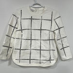 Akris Punto  Womens Sweater 4 Crewneck White Black Grid Checkered Structured Knit Photo 0