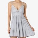 Pink Lily Strappy Adella Ruffle Mini Dress Gray Size M Photo 1