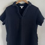 Three Dots  Black Gauzy Cotton Dress Collar V Neck 100% Cotton Medium Photo 3