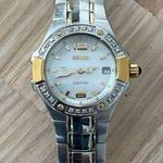 Seiko  Coutura Diamonds Ladies Watch Two-Tone Bracelet Case Pearl Dial Date Photo 3