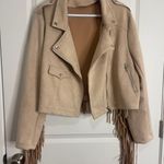 Fringe Suede Jacket Tan Size L Photo 0