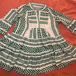 Miss Look EUC Women’s Tribal Print Green and White Tiered Dress Size Small Photo 0