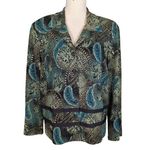 American Vintage Vintage 90s Boho Witchy Paisley Floral Metallic Jacket Green Black Gold Size 16P Photo 1