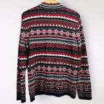 Breckenridge  Full Zip 100% Cotton Red Black Cardigan Sweater‎ Women's Size Small Photo 3