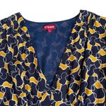 STAUD  Mini Milla V-Neck Dress in Navy Yellow Abstract Wave Print Women’s sz 10 Photo 2