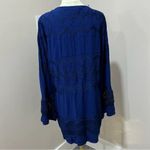 La Blanca  Blue‎ Embroidered Tunic Dress Beach Coverup, Long Sleeve Large Photo 1