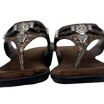 Rialto Womens Sandals Size 10 Brown Faux Alligator Leather Silver Beads Photo 5