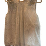 Anthropologie Tiny Pizzo Lace Sequins Sleeveless Blouse Ivory Gold Size M Women Photo 0
