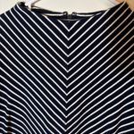 Talbots Striped Knit Top Navy Blue White Chevron Mock Neck Size Large Petite Photo 1