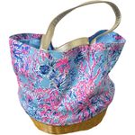 Lilly Pulitzer SEEK AND SEA WICKER TOTE BAG Natural Rattan Canvas Cotton NWOT Photo 2