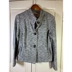 CAbi Hourglass Blazer Jacket Womens Medium Gray Fleece Button Front High Neck Photo 2