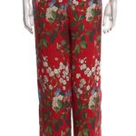 Alice + Olivia Red Floral Wide Leg Pants Photo 1