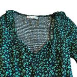 ZARA  Green Black Floral Print Dress Long Sleeve Mini Length Size XS Women's Photo 1