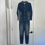 Etienne Marcel Denim Zip Front Long Sleeve Jumpsuit Women's Size Small Blue Photo 3