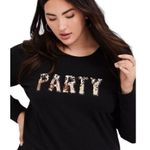 Torrid Party Gold Sequin Leopard Sweatshirt Long Sleeve Round Neck Black 2 Photo 14