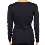 Ann Taylor black jersey surplice blouse with ruching & side zipper Small EUC Photo 6