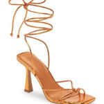 Open Edit  Orange Bronze Metallic Ankle Calf Lace Strappy Sandals Size 6 NEW Photo 0