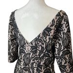 Kay Unger NY Dress Sz 10 Nude Black Lace Cocktail Party Half Sleeve Semi Formal Photo 5