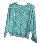 ISLE By Melis Kozan Blue White Sweater Top Asymmetrical Design Large Photo 0